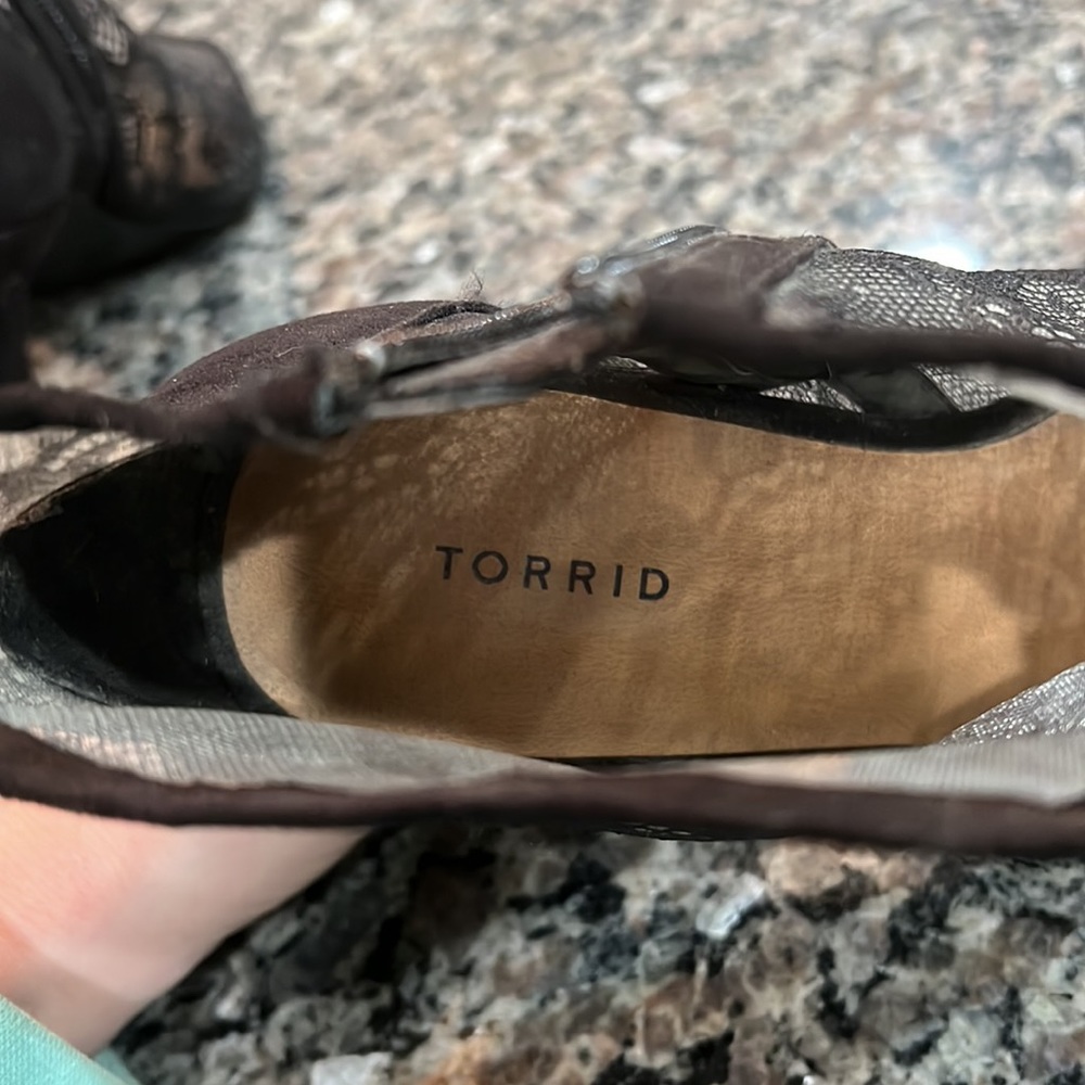 Torrid Black Lace Peep Toe Heels - Picture 6 of 6